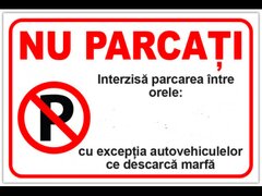 Indicator interzis parcare intre orele